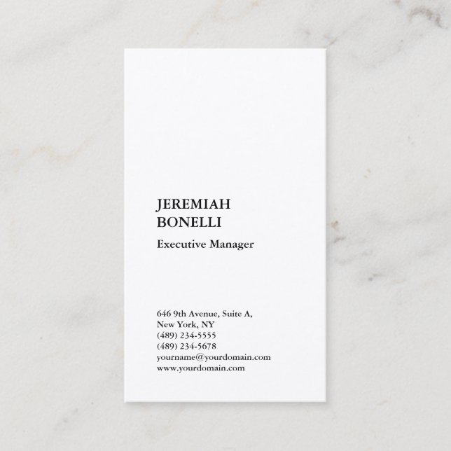 Professional plain minimalist modern premium silk business card (Front)