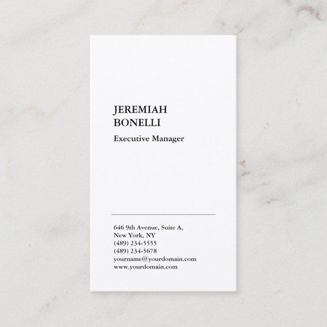 Professional plain minimalist modern premium silk business card (Front)