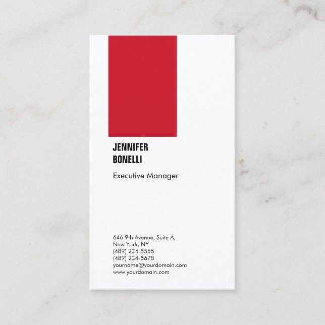Professional plain minimalist modern red white business card (Front)