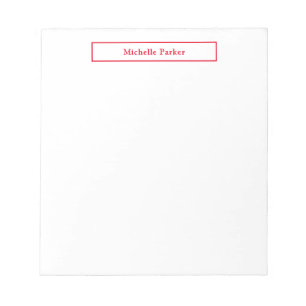 Professional Plain Minimalist Modern Red White Notepad
