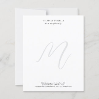 Professional Plain Minimalist Monogrammed Paper
