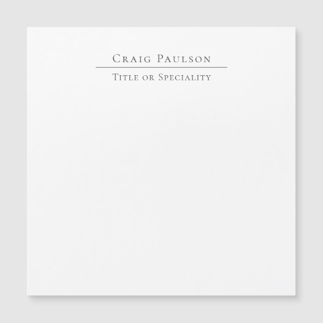 Professional Plain Minimalist Name Magnetic Card (Front)