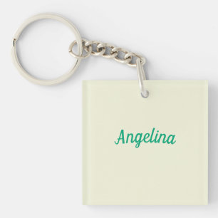 Professional Plain Modern Elegant Beige Your Name Key Ring