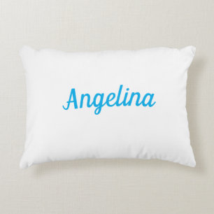 Professional Plain Modern Elegant Blue Your Name Decorative Cushion