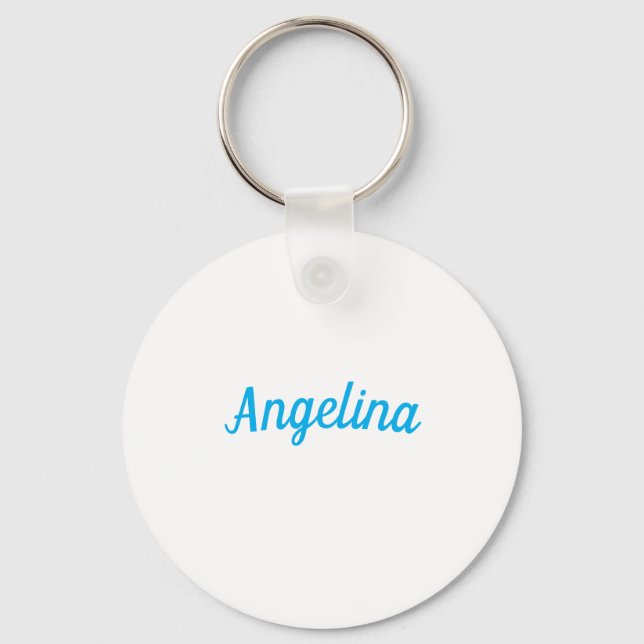 Professional Plain Modern Elegant Blue Your Name Key Ring (Front)