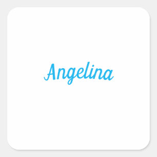 Professional Plain Modern Elegant Blue Your Name Square Sticker