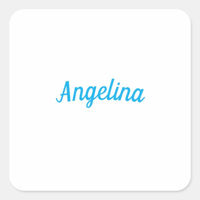 Professional Plain Modern Elegant Blue Your Name Square Sticker (Front)