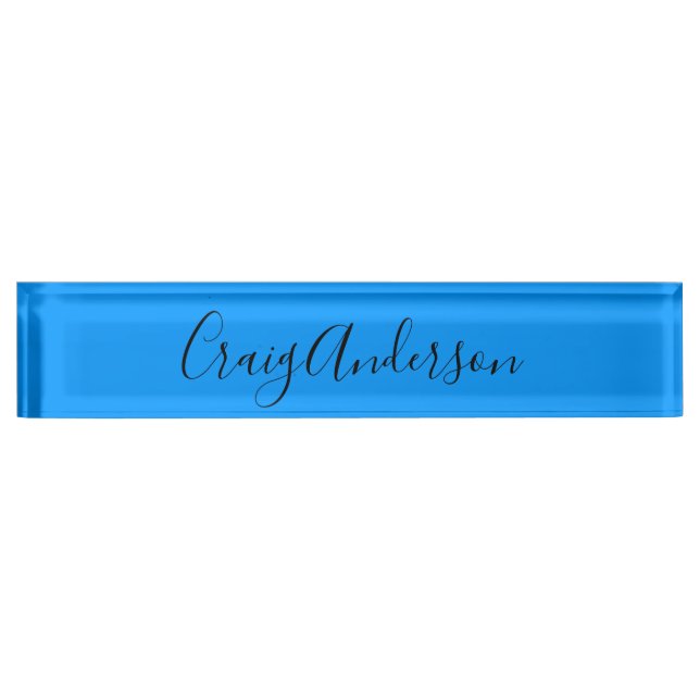 Professional Plain Modern Elegant Bright Blue Chic Nameplate (Front)
