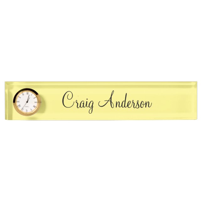 Professional Plain Modern Elegant Light Yellow Nameplate (Front)