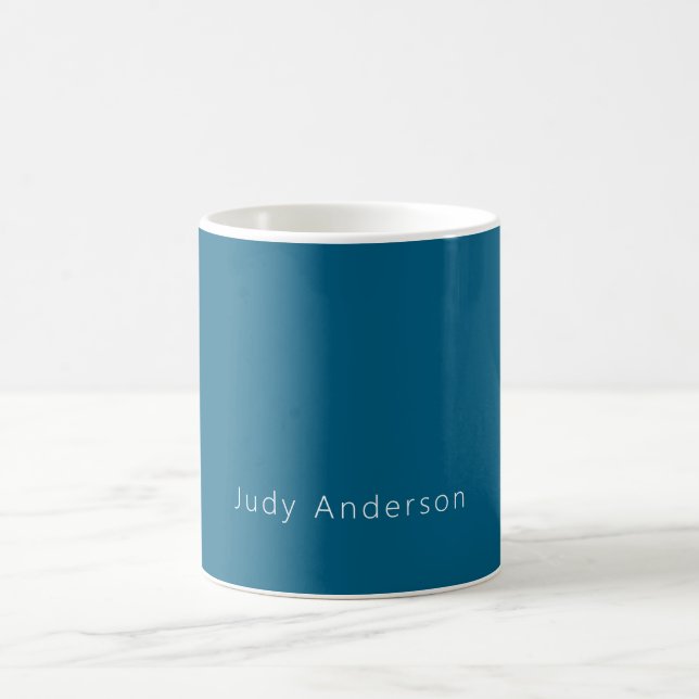 Professional Plain Modern Elegant Your Name Blue Coffee Mug (Center)