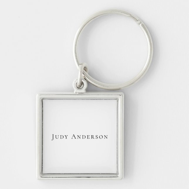 Professional Plain Modern Elegant Your Name Key Ring (Front)