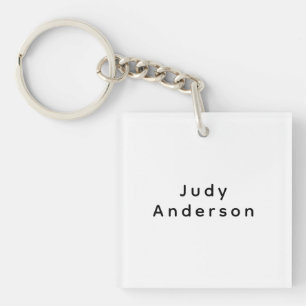Professional Plain Modern Elegant Your Name Key Ring