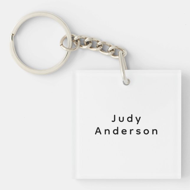 Professional Plain Modern Elegant Your Name Key Ring (Front)