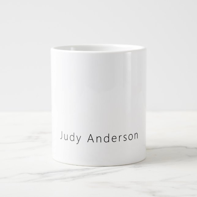 Professional Plain Modern Elegant Your Name Large Coffee Mug (Front)