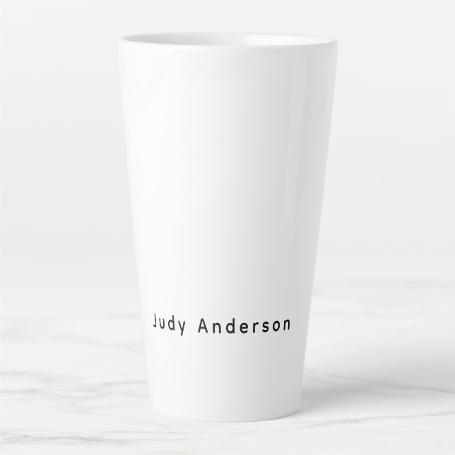 Professional Plain Modern Elegant Your Name Latte Mug (Front)