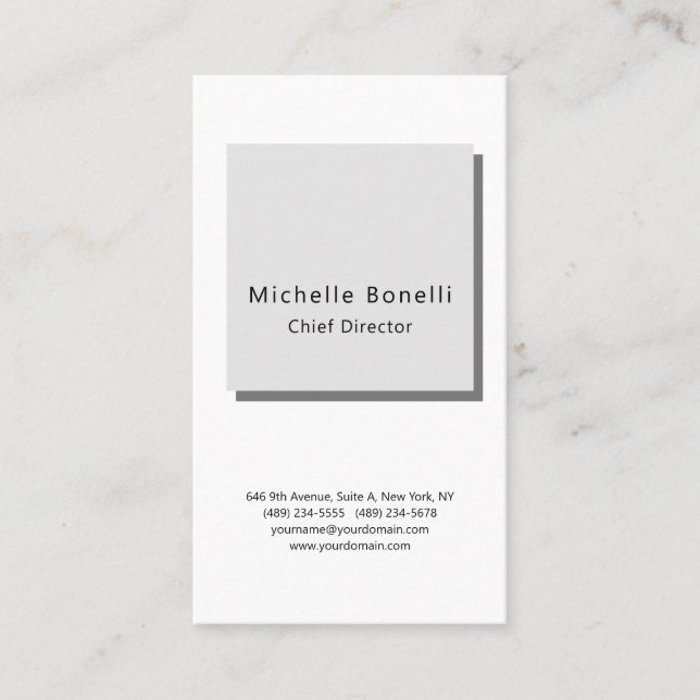 Professional Plain Modern Minimalist Grey White Business Card (Front)