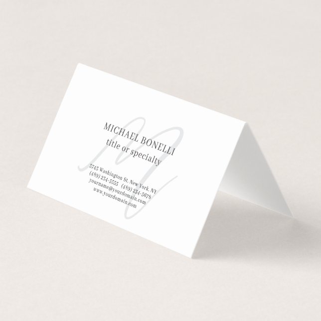 Professional Plain Modern Minimalist Monogrammed Business Card (Front)