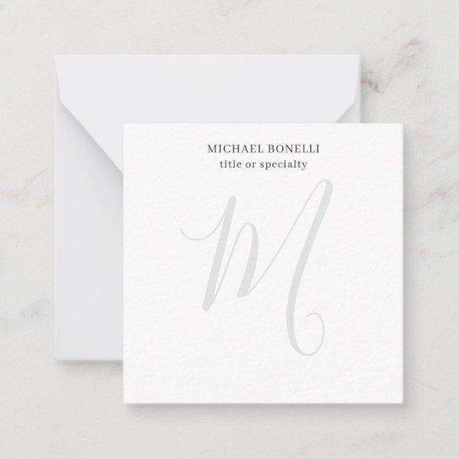 Professional Plain Modern Minimalist Monogrammed Card (Front)