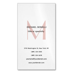 Professional Plain Modern Minimalist Monogrammed Magnetic Business Card