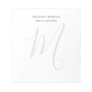 Professional Plain Modern Minimalist Monogrammed Notepad