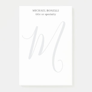 Professional Plain Modern Minimalist Monogrammed Post-it Notes