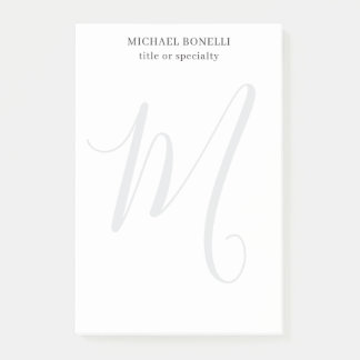 Professional Plain Modern Minimalist Monogrammed Post-it Notes