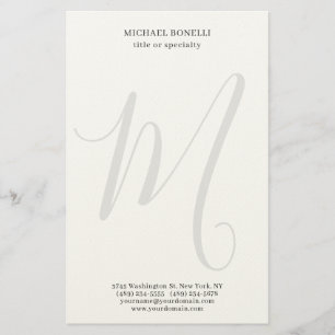 Professional Plain Modern Minimalist Monogrammed Stationery