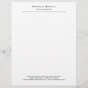 Professional Plain Modern Minimalist White Custom Letterhead
