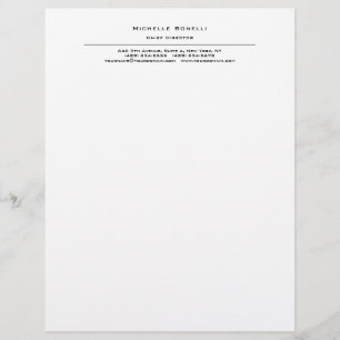 Professional Plain Modern Minimalist White Custom Letterhead