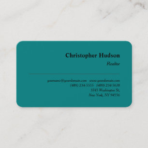 Professional Plain Realtor Real Estate Teal Blue Business Card