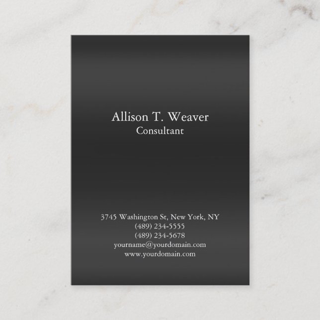 Professional Plain Simple Grey Background Unique Business Card (Front)
