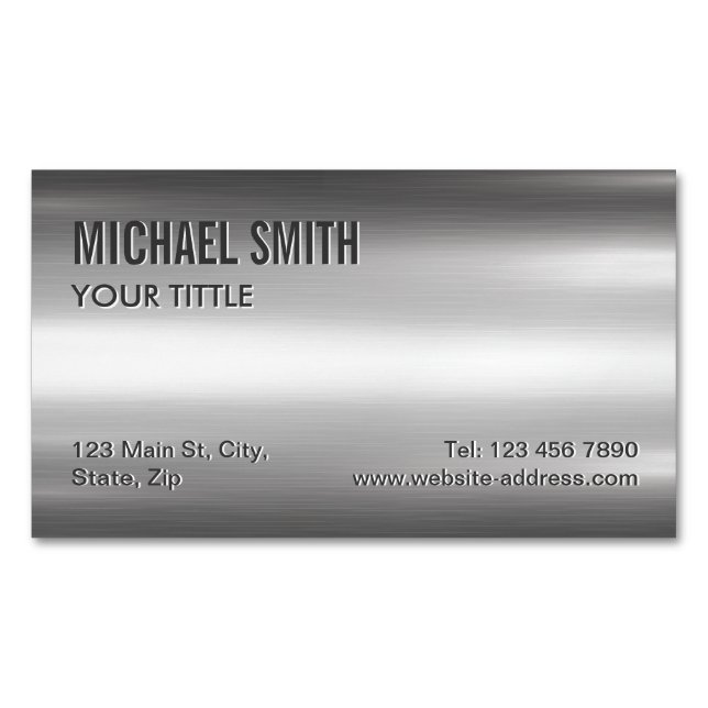 Professional Plain Sliver Radial Metallic Look Magnetic Business Card (Front)