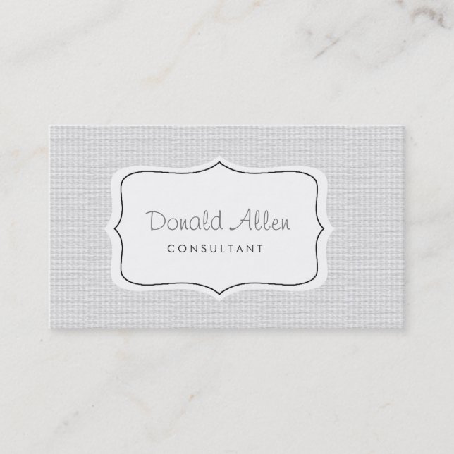 Professional Plain White Elegant Fabric Simple Business Card (Front)