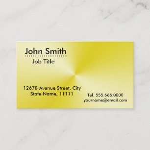Professional Plain Yellow Radial Metallic Look Business Card