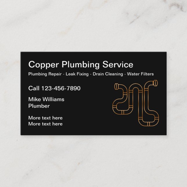 Professional Plumber Pipes Design Business Card (Front)