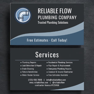 Professional Plumber Plumbing Company Business Card