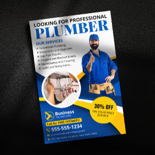 Professional Plumber Plumbing Contractor Blue Flyer