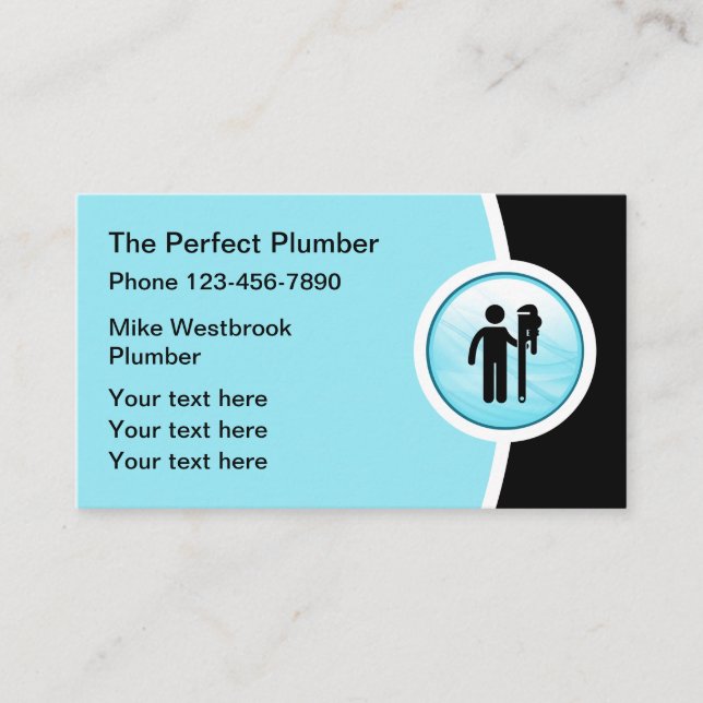 Professional Plumber Unique Business Cards (Front)