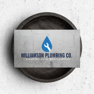 Professional Plumbing Logo Faux Metal Business Card