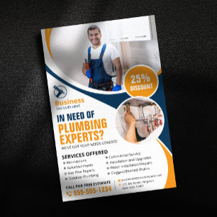 Professional Plumbing Repair Plumber Blue Orange Flyer