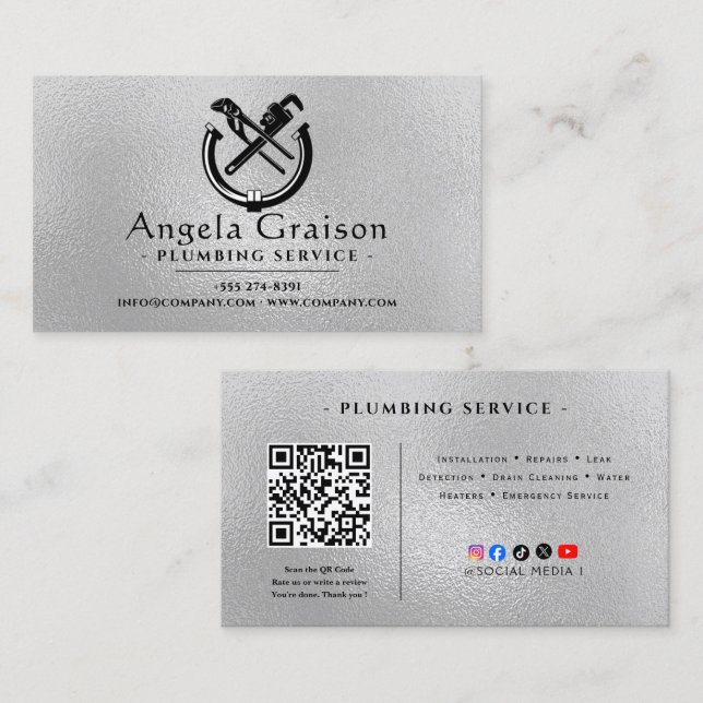 Professional Plumbing Service Business Card (Front/Back)