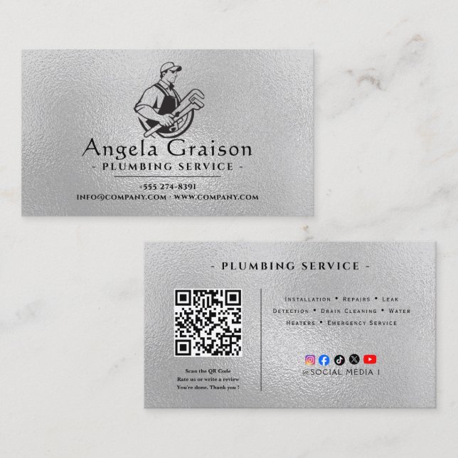 Professional Plumbing Service Business Card (Front/Back)