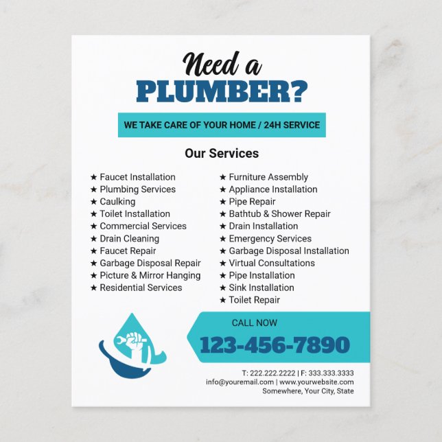 Professional Plumbing Service Business Logo Flyer (Front)