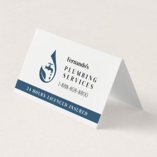 Professional Plumbing Service Water Drop Logo Business Card