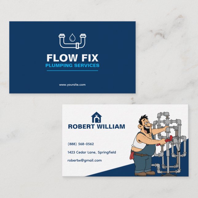 Professional Plumbing Services Plumber Business Card (Front/Back)