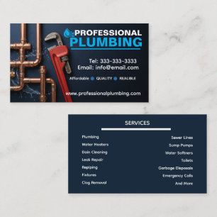 Professional Plumbing Services Premium Navy Blue Business Card