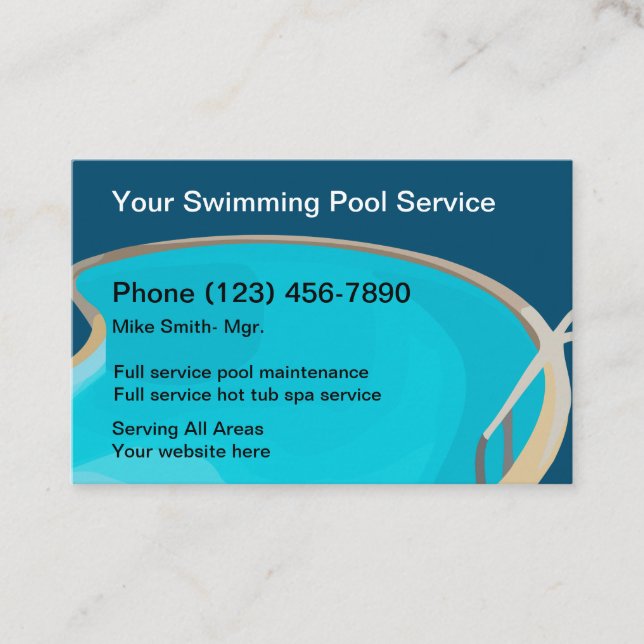 Professional Pool And Spa Service Business Card (Front)