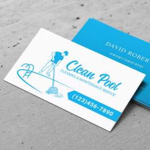 Professional Pool Cleaning & Maintenance Service Business Card