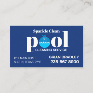 Professional Pool Cleaning Service Business Card