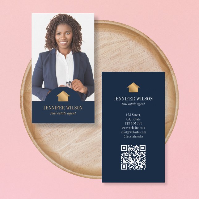 Professional Portrait Real Estate Agent Realtor QR Business Card (Creator Uploaded)